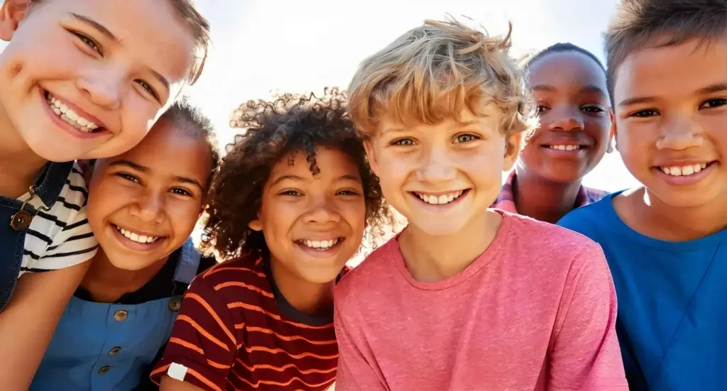 a group of young children smile after Pediatric Dental Treatments