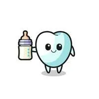 This visual emphasizes the potential risk of drinking sugary liquids or milk right before sleep and its impact on dental health.