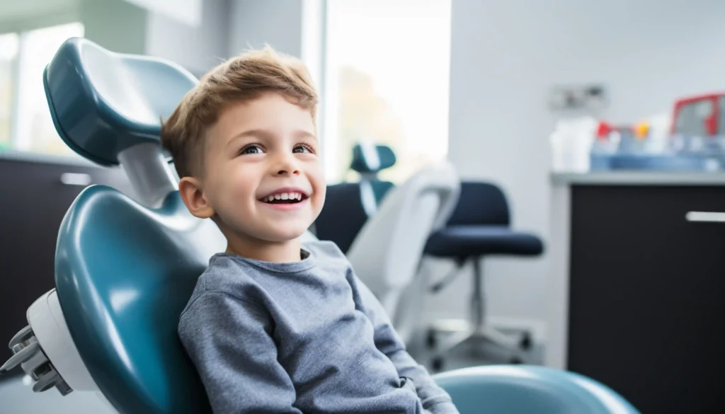 Boy undergoing pediatric dental procedures to maintain healthy teeth